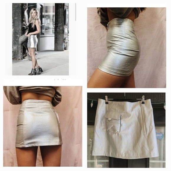 CARMAR MATELIC SILVER SKIRT - Picture 1 of 6